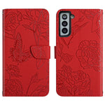 Custodia per cellulare in pelle goffrata con peonia a farfalla, For Samsung Galaxy S21 FE 5G, For Samsung Galaxy S21+ 5G, For Samsung Galaxy S21 Ultra 5G, For Samsung Galaxy S22 5G
