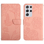 Custodia per cellulare in pelle goffrata con peonia a farfalla, For Samsung Galaxy S21 FE 5G, For Samsung Galaxy S21+ 5G, For Samsung Galaxy S21 Ultra 5G, For Samsung Galaxy S22 5G