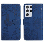 Custodia per cellulare in pelle goffrata con peonia a farfalla, For Samsung Galaxy S21 FE 5G, For Samsung Galaxy S21+ 5G, For Samsung Galaxy S21 Ultra 5G, For Samsung Galaxy S22 5G