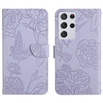 Custodia per cellulare in pelle goffrata con peonia a farfalla, For Samsung Galaxy S21 FE 5G, For Samsung Galaxy S21+ 5G, For Samsung Galaxy S21 Ultra 5G, For Samsung Galaxy S22 5G