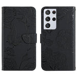 Custodia per cellulare in pelle goffrata con peonia a farfalla, For Samsung Galaxy S21 FE 5G, For Samsung Galaxy S21+ 5G, For Samsung Galaxy S21 Ultra 5G, For Samsung Galaxy S22 5G