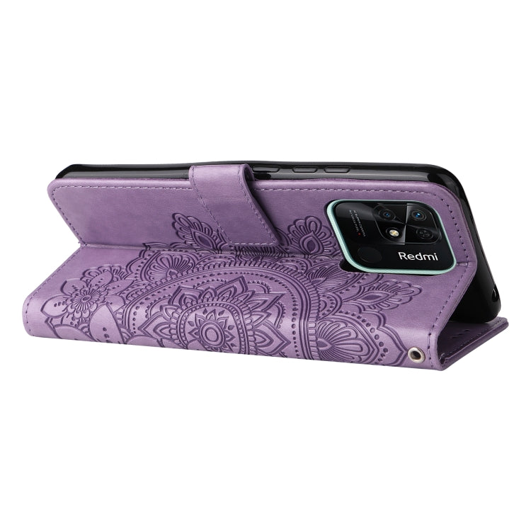 Custodia per telefono in pelle con flip in rilievo con fiori a 7 petali, For Xiaomi Redmi 10C 4G / Redmi 10 (India), For Xiaomi Poco X4 Pro 5G, For Honor 50 SE / Huawei nova 9 SE, For OPPO Find X5 Lite / Reno7 5G
