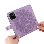 Custodia per telefono in pelle con flip in rilievo con fiori a 7 petali, For Xiaomi Redmi 10C 4G / Redmi 10 (India), For Xiaomi Poco X4 Pro 5G, For Honor 50 SE / Huawei nova 9 SE, For OPPO Find X5 Lite / Reno7 5G