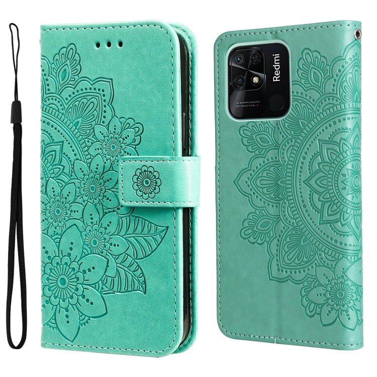 Custodia per telefono in pelle con flip in rilievo con fiori a 7 petali, For Xiaomi Redmi 10C 4G / Redmi 10 (India), For Xiaomi Poco X4 Pro 5G, For Honor 50 SE / Huawei nova 9 SE, For OPPO Find X5 Lite / Reno7 5G