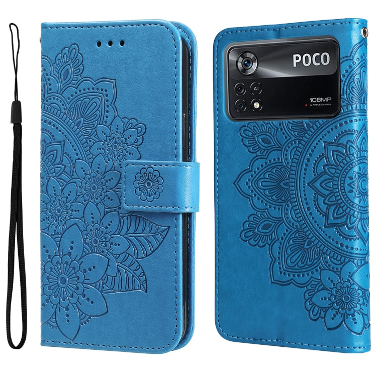 Custodia per telefono in pelle con flip in rilievo con fiori a 7 petali, For Xiaomi Redmi 10C 4G / Redmi 10 (India), For Xiaomi Poco X4 Pro 5G, For Honor 50 SE / Huawei nova 9 SE, For OPPO Find X5 Lite / Reno7 5G