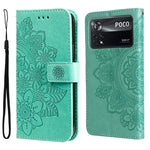 Custodia per telefono in pelle con flip in rilievo con fiori a 7 petali, For Xiaomi Redmi 10C 4G / Redmi 10 (India), For Xiaomi Poco X4 Pro 5G, For Honor 50 SE / Huawei nova 9 SE, For OPPO Find X5 Lite / Reno7 5G