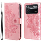 Custodia per telefono in pelle con flip in rilievo con fiori a 7 petali, For Xiaomi Redmi 10C 4G / Redmi 10 (India), For Xiaomi Poco X4 Pro 5G, For Honor 50 SE / Huawei nova 9 SE, For OPPO Find X5 Lite / Reno7 5G