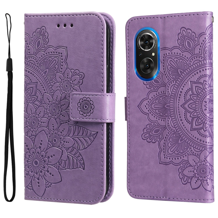 Custodia per telefono in pelle con flip in rilievo con fiori a 7 petali, For Xiaomi Redmi 10C 4G / Redmi 10 (India), For Xiaomi Poco X4 Pro 5G, For Honor 50 SE / Huawei nova 9 SE, For OPPO Find X5 Lite / Reno7 5G