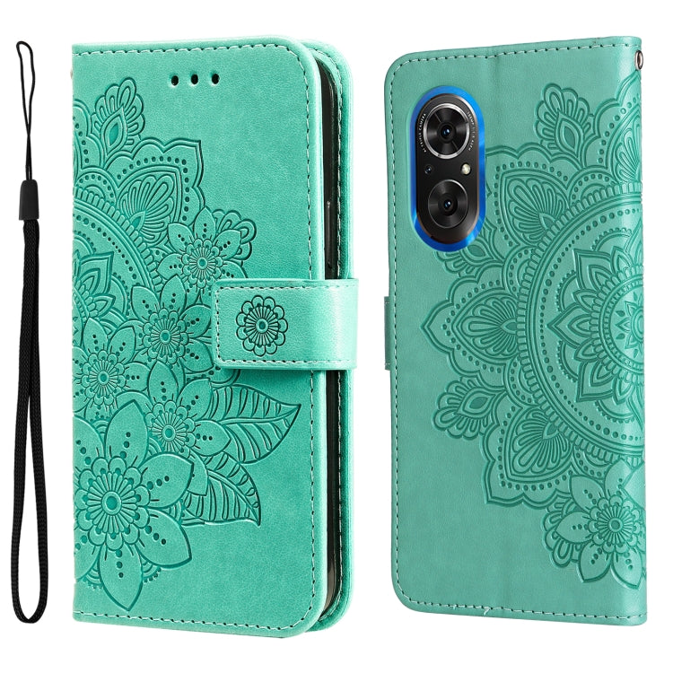 Custodia per telefono in pelle con flip in rilievo con fiori a 7 petali, For Xiaomi Redmi 10C 4G / Redmi 10 (India), For Xiaomi Poco X4 Pro 5G, For Honor 50 SE / Huawei nova 9 SE, For OPPO Find X5 Lite / Reno7 5G