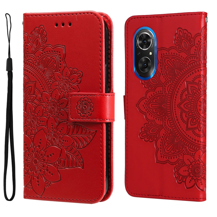 Custodia per telefono in pelle con flip in rilievo con fiori a 7 petali, For Xiaomi Redmi 10C 4G / Redmi 10 (India), For Xiaomi Poco X4 Pro 5G, For Honor 50 SE / Huawei nova 9 SE, For OPPO Find X5 Lite / Reno7 5G