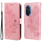 Custodia per telefono in pelle con flip in rilievo con fiori a 7 petali, For Xiaomi Redmi 10C 4G / Redmi 10 (India), For Xiaomi Poco X4 Pro 5G, For Honor 50 SE / Huawei nova 9 SE, For OPPO Find X5 Lite / Reno7 5G