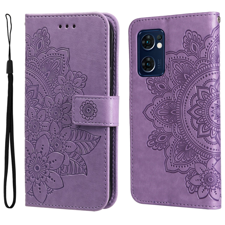 Custodia per telefono in pelle con flip in rilievo con fiori a 7 petali, For Xiaomi Redmi 10C 4G / Redmi 10 (India), For Xiaomi Poco X4 Pro 5G, For Honor 50 SE / Huawei nova 9 SE, For OPPO Find X5 Lite / Reno7 5G