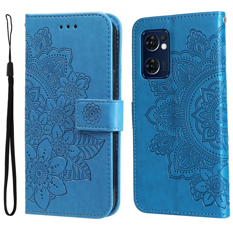 Custodia per telefono in pelle con flip in rilievo con fiori a 7 petali, For Xiaomi Redmi 10C 4G / Redmi 10 (India), For Xiaomi Poco X4 Pro 5G, For Honor 50 SE / Huawei nova 9 SE, For OPPO Find X5 Lite / Reno7 5G