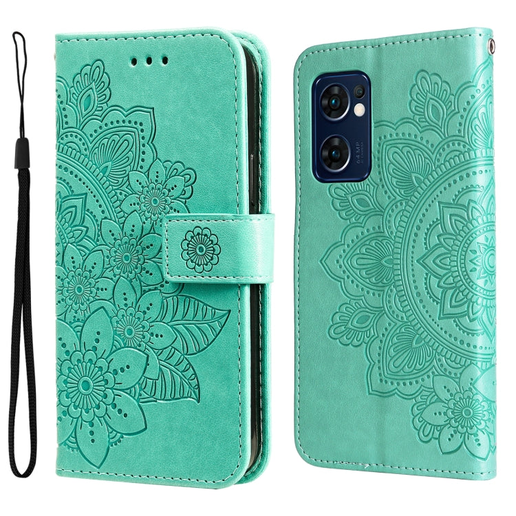 Custodia per telefono in pelle con flip in rilievo con fiori a 7 petali, For Xiaomi Redmi 10C 4G / Redmi 10 (India), For Xiaomi Poco X4 Pro 5G, For Honor 50 SE / Huawei nova 9 SE, For OPPO Find X5 Lite / Reno7 5G