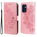 Custodia per telefono in pelle con flip in rilievo con fiori a 7 petali, For Xiaomi Redmi 10C 4G / Redmi 10 (India), For Xiaomi Poco X4 Pro 5G, For Honor 50 SE / Huawei nova 9 SE, For OPPO Find X5 Lite / Reno7 5G