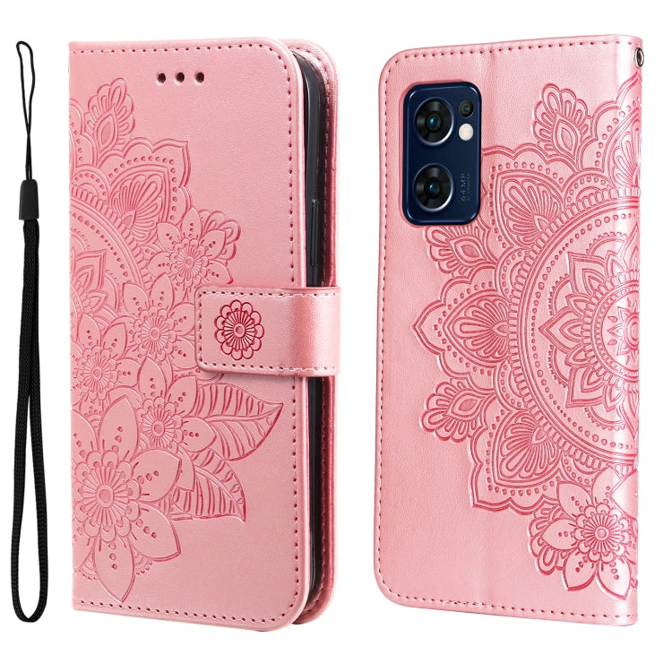 Custodia per telefono in pelle con flip in rilievo con fiori a 7 petali, For Xiaomi Redmi 10C 4G / Redmi 10 (India), For Xiaomi Poco X4 Pro 5G, For Honor 50 SE / Huawei nova 9 SE, For OPPO Find X5 Lite / Reno7 5G