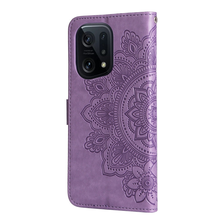 Custodia per telefono in pelle con flip in rilievo con fiori a 7 petali, For OPPO Find X5, For OPPO Find X5 Pro, For vivo Y15s 2021 / Y15a