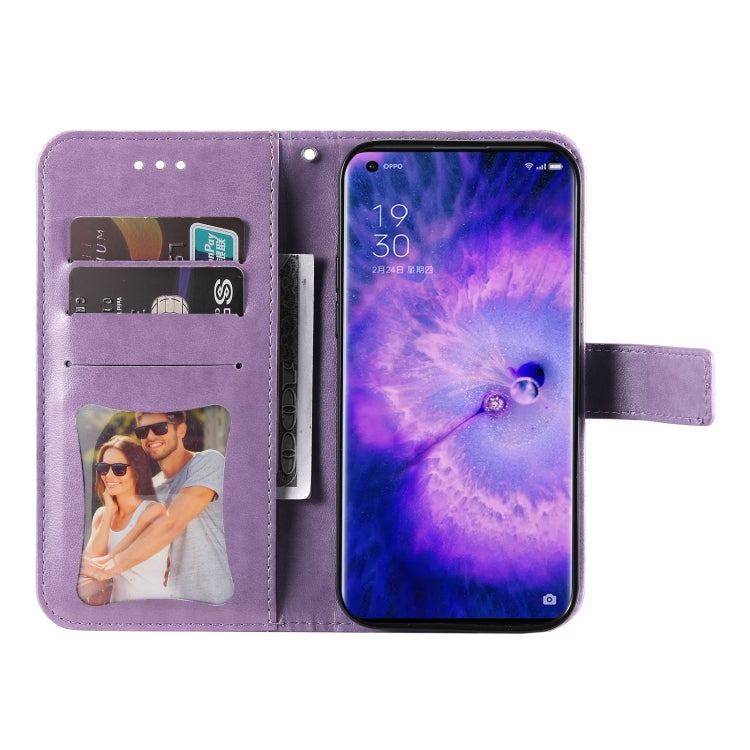 Custodia per telefono in pelle con flip in rilievo con fiori a 7 petali, For OPPO Find X5, For OPPO Find X5 Pro, For vivo Y15s 2021 / Y15a