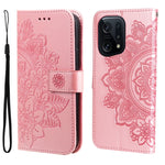 Custodia per telefono in pelle con flip in rilievo con fiori a 7 petali, For OPPO Find X5, For OPPO Find X5 Pro, For vivo Y15s 2021 / Y15a