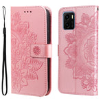 Custodia per telefono in pelle con flip in rilievo con fiori a 7 petali, For OPPO Find X5, For OPPO Find X5 Pro, For vivo Y15s 2021 / Y15a