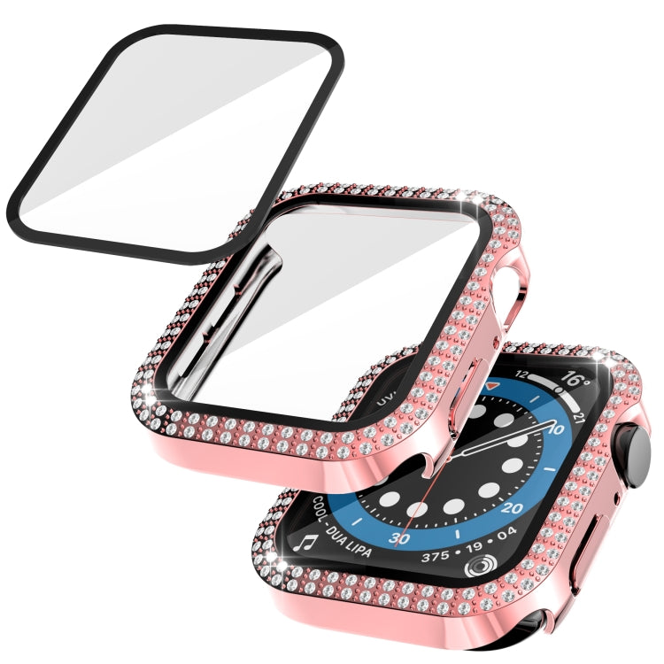 Cassa dell'orologio in PC + vetro temperato con diamante a doppia fila per Apple Watch Series, 6&SE&5&4 40mm, 6&SE&5&4 44mm, 6&SE&5&4 40mm / 3&2&1 38mm
