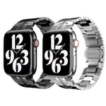 Cinturino in metallo con fibbia a farfalla per la serie Apple Watch, 7 41mm / 6&SE&5&4 40mm / 3&2&1 38mm, 7 45mm / 6&SE&5&4 44mm / 3&2&1 42mm
