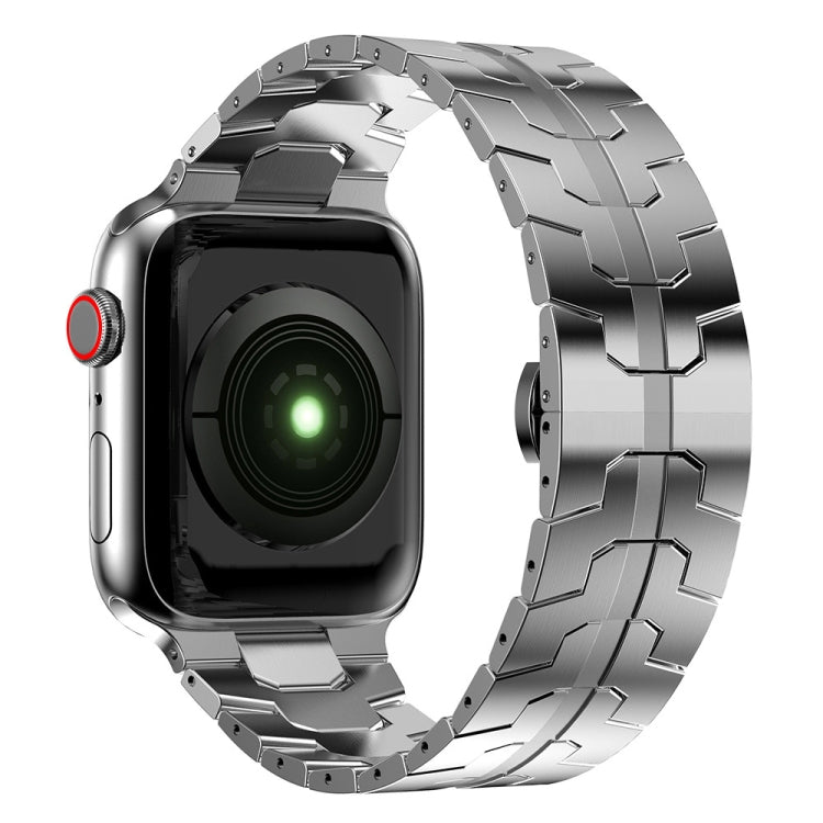 Cinturino in metallo con fibbia a farfalla per la serie Apple Watch, 7 41mm / 6&SE&5&4 40mm / 3&2&1 38mm, 7 45mm / 6&SE&5&4 44mm / 3&2&1 42mm