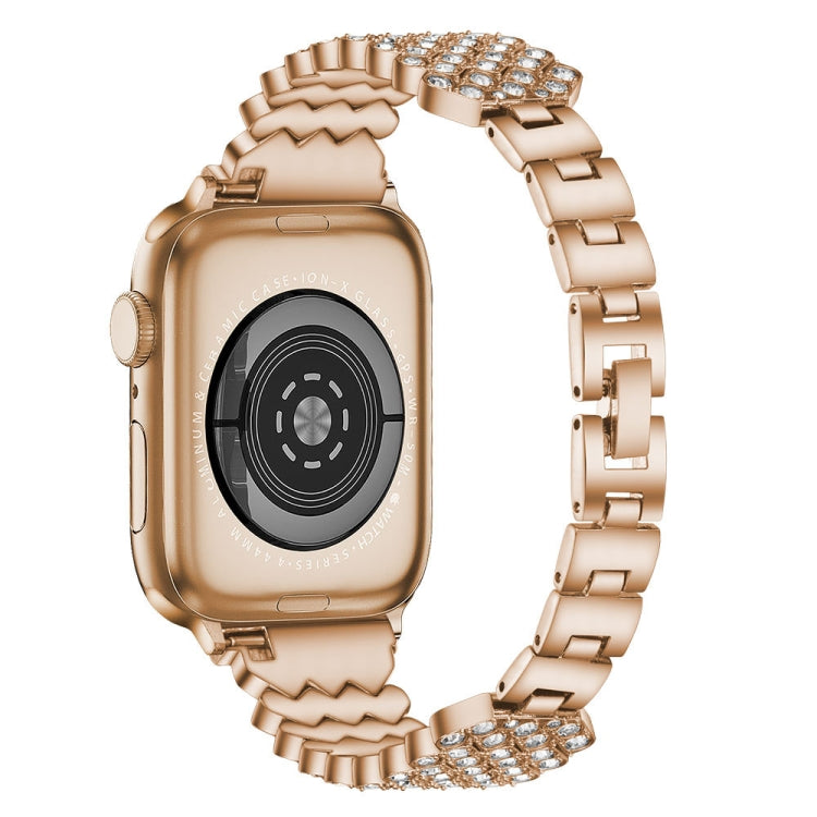 Cinturino in metallo con diamanti a cuore per la serie Apple Watch, 7 41mm / 6&SE&5&4 40mm / 3&2&1 38mm, 7 45mm / 6&SE&5&4 44mm / 3&2&1 42mm