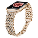Cinturino in metallo con diamanti a cuore per la serie Apple Watch, 7 41mm / 6&SE&5&4 40mm / 3&2&1 38mm, 7 45mm / 6&SE&5&4 44mm / 3&2&1 42mm