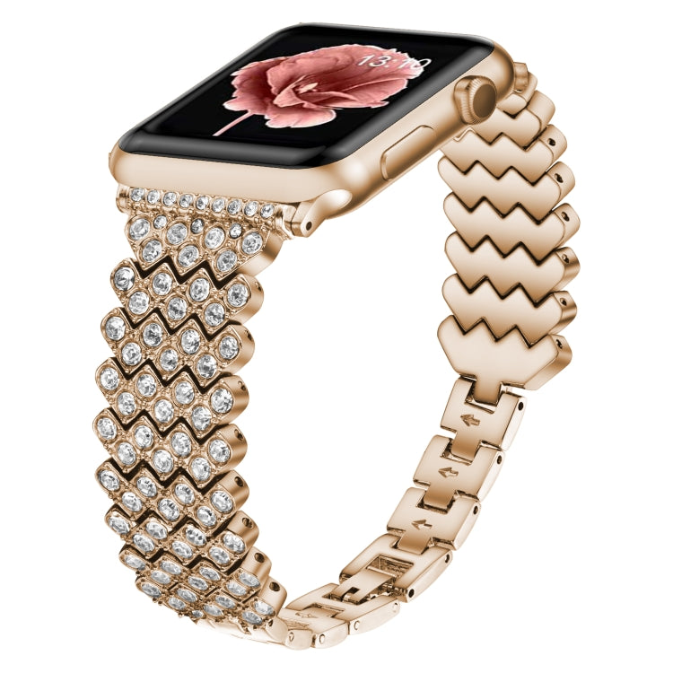 Cinturino in metallo con diamanti a cuore per la serie Apple Watch, 7 41mm / 6&SE&5&4 40mm / 3&2&1 38mm, 7 45mm / 6&SE&5&4 44mm / 3&2&1 42mm