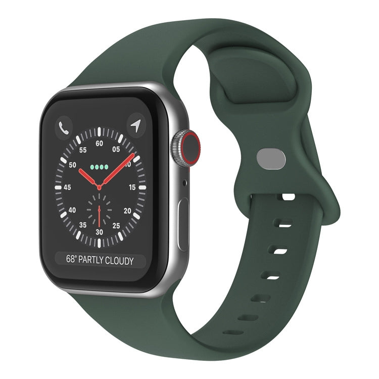 Cinturino in silicone con fibbia a farfalla, taglia: S per Apple Watch Series, 7 45mm / 6&SE&5&4 44mm / 3&2&1 42mm