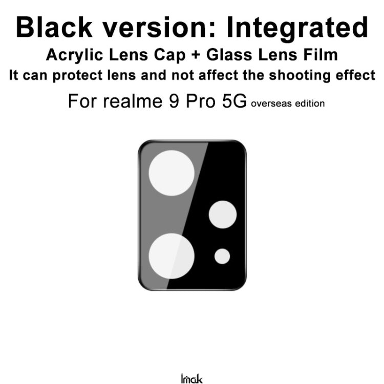Pellicola in vetro temperato con obiettivo per fotocamera posteriore integrata imak con copriobiettivo versione nera, For OPPO Realme 9 Pro 5G Global, For OPPO Realme 9 Pro+ 5G Global, For OPPO Realme 9i Global