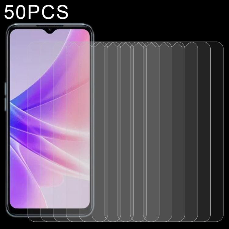 50 pellicole in vetro temperato da 0,26 mm 9H 2,5D, For OPPO A57 /  A57 4G / A77 / K10 5G / A57e / A57s / K10x / A17k/A58 5G / A77 4G(50 PCS)