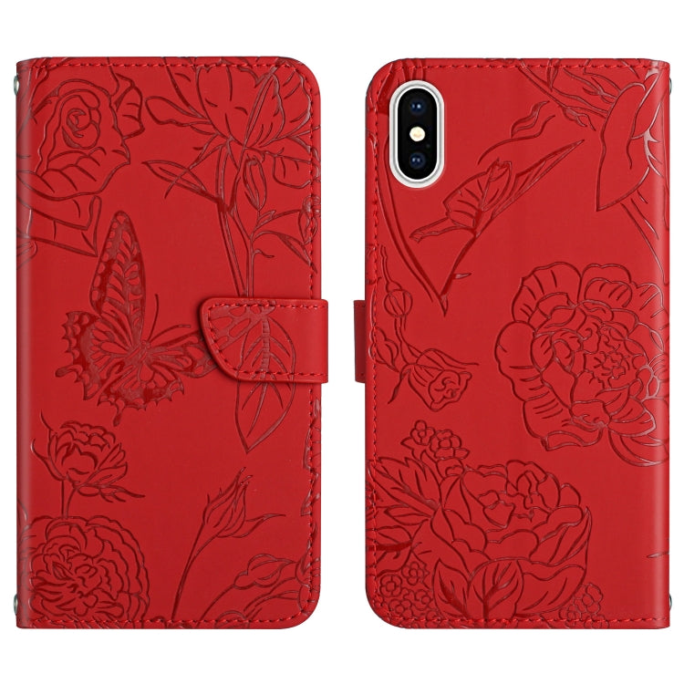 Custodia portafoglio in pelle goffrata per iPhone XS e X