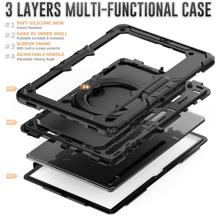 Tracolla in silicone + custodia per tablet PC, For Samsung Galaxy Tab S8 Ultra