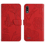 Custodia per cellulare in pelle goffrata con peonia a farfalla, For LG K22, For LG K42, For LG K52, For LG Velvet 2 Pro
