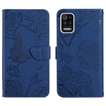 Custodia per cellulare in pelle goffrata con peonia a farfalla, For LG K22, For LG K42, For LG K52, For LG Velvet 2 Pro