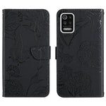 Custodia per cellulare in pelle goffrata con peonia a farfalla, For LG K22, For LG K42, For LG K52, For LG Velvet 2 Pro