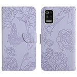 Custodia per cellulare in pelle goffrata con peonia a farfalla, For LG K22, For LG K42, For LG K52, For LG Velvet 2 Pro