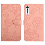 Custodia per cellulare in pelle goffrata con peonia a farfalla, For LG K22, For LG K42, For LG K52, For LG Velvet 2 Pro