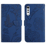 Custodia per cellulare in pelle goffrata con peonia a farfalla, For LG K22, For LG K42, For LG K52, For LG Velvet 2 Pro
