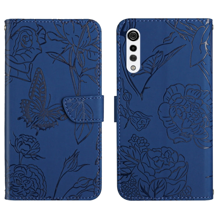 Custodia per cellulare in pelle goffrata con peonia a farfalla, For LG K22, For LG K42, For LG K52, For LG Velvet 2 Pro