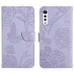 Custodia per cellulare in pelle goffrata con peonia a farfalla, For LG K22, For LG K42, For LG K52, For LG Velvet 2 Pro