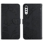 Custodia per cellulare in pelle goffrata con peonia a farfalla, For LG K22, For LG K42, For LG K52, For LG Velvet 2 Pro