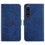 Custodia per cellulare in pelle goffrata con peonia a farfalla, For Sony Xperia 1 III, For Sony Xperia 1 IV, For Sony Xperia 5 III, For Sony Xperia 10 III