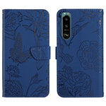 Custodia per cellulare in pelle goffrata con peonia a farfalla, For Sony Xperia 1 III, For Sony Xperia 1 IV, For Sony Xperia 5 III, For Sony Xperia 10 III