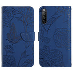 Custodia per cellulare in pelle goffrata con peonia a farfalla, For Sony Xperia 1 III, For Sony Xperia 1 IV, For Sony Xperia 5 III, For Sony Xperia 10 III