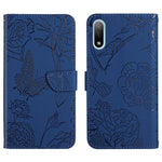 Custodia per cellulare in pelle goffrata con peonia a farfalla, For Sony Xperia 10 IV, For Sony Xperia ACE II, For Sony Xperia Pro-I