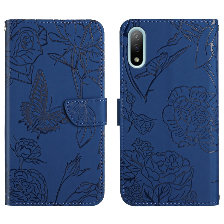 Custodia per cellulare in pelle goffrata con peonia a farfalla, For Sony Xperia 10 IV, For Sony Xperia ACE II, For Sony Xperia Pro-I