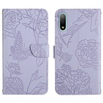 Custodia per cellulare in pelle goffrata con peonia a farfalla, For Sony Xperia 10 IV, For Sony Xperia ACE II, For Sony Xperia Pro-I